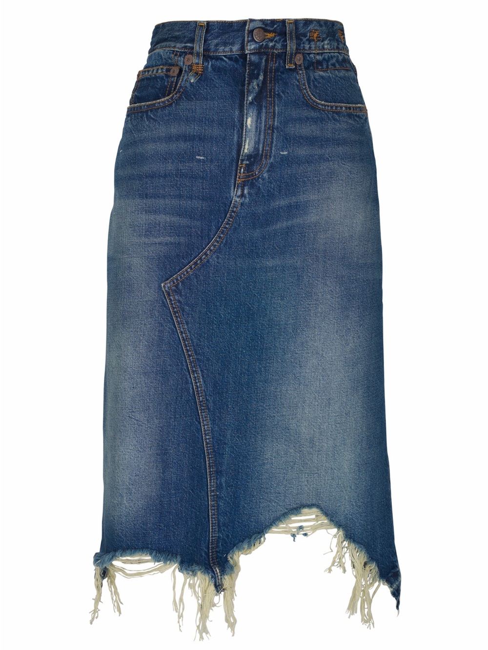 R13 Jesse Garnet Blue Distressed Denim Skirt